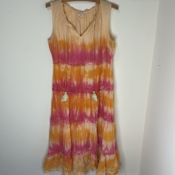 THML Tie Dyed Tiered Boho Midi Dress Size Small - Picture 3 of 16